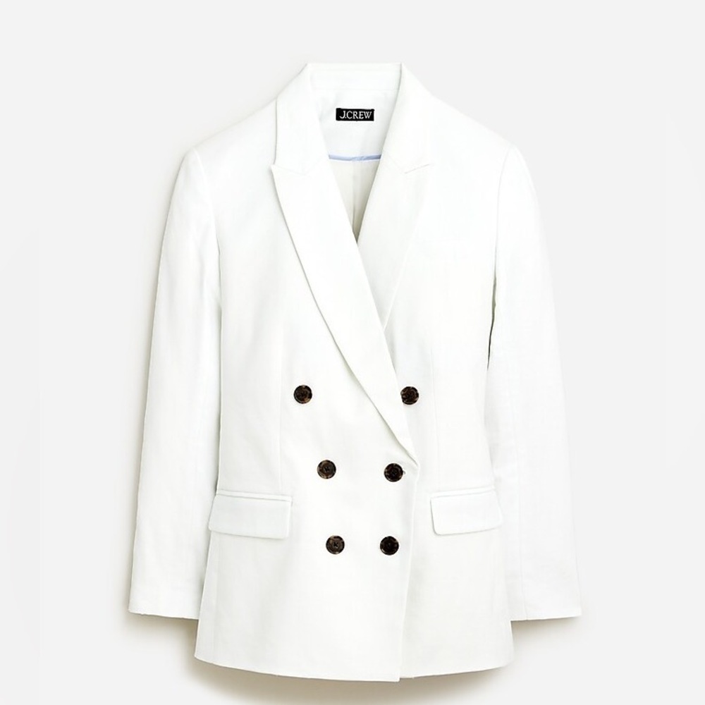 J Crew Double-breasted blazer in stretch linen blend BZ864